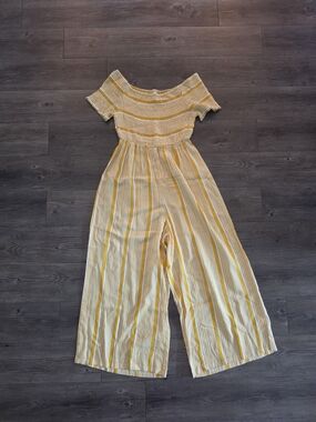 Striped Yellow Wide-Leg Jumpsuit
